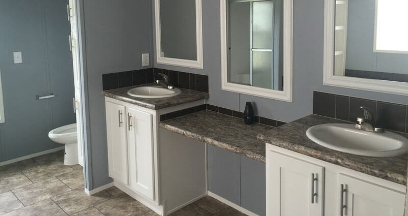 Tallassee Mobile Home interior of bathroom with double sinks
